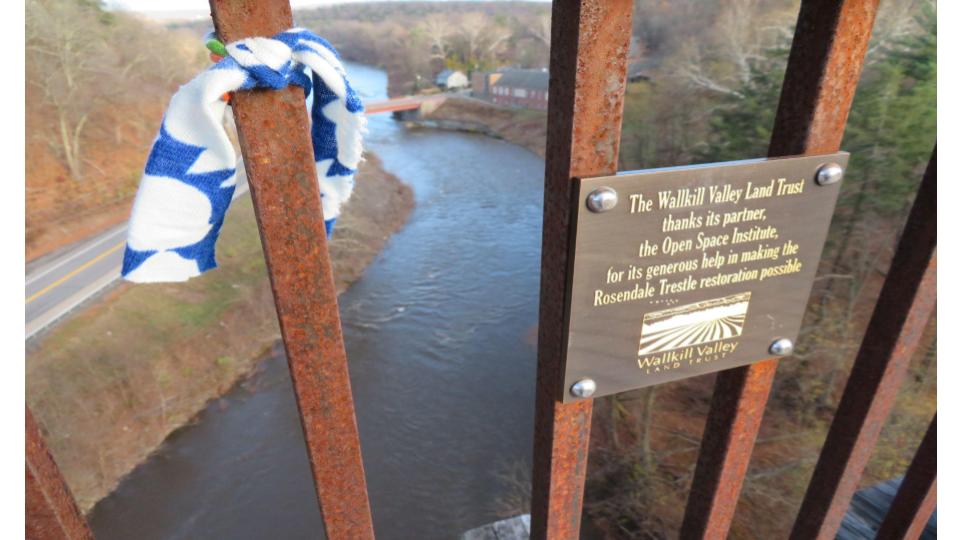 A plaque on a bridge over a rive in the Walkill Valley