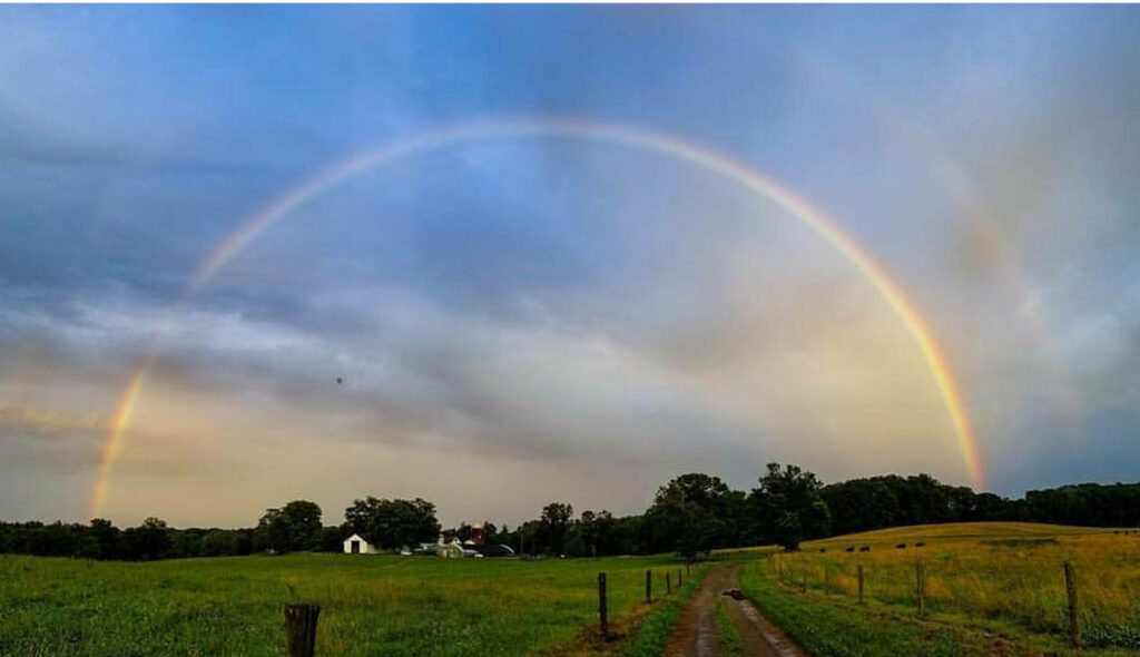 A rainbow over farmland in the Schuylkill Highlands cluster