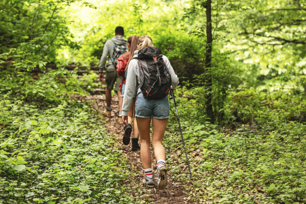 small group of young people hiking